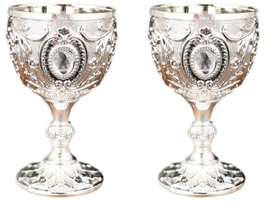 ZAYIUKI 2 bicchieri da vino da 30 ml, vintage, in metallo, decorazione per la casa, accessori per feste