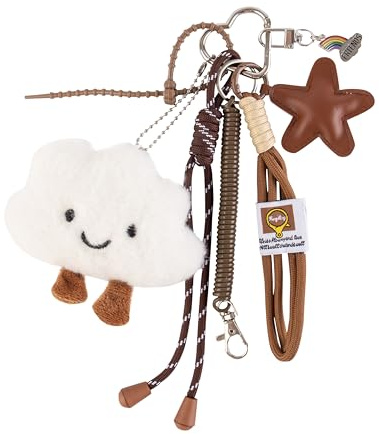 Georgie Porgy Taschenanhänger Schlüsselanhänger Handtaschen Zubehör für Damen Bag Charm Schultasche Rucksack Sporttasche Cute Keychain Geschenke für Mädchen (Wolke Stern Friends)