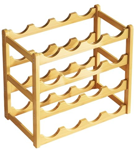 Holzflaschenschelf - Stapelbarer Weinhalterregal 4 -Level, Raum -effizienter Schrank Organizer | 20 Flaschenkapazitätsständer Für Küchenspeisekammer Oder Theke, Stabile Weine Display Für Den Stablager