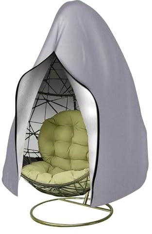 WUWENY Funda para sillón Colgante, Funda para sillón Colgante Tipo Huevo, Funda Impermeable para sillón, Funda con Cremallera para Columpio, Fundas para sillón (Plateado)