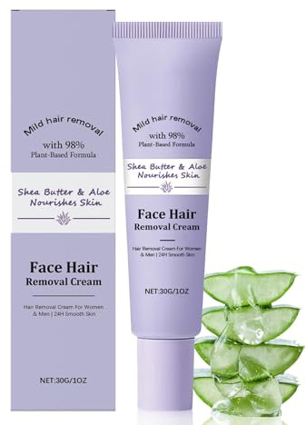 Facial Hair Remover Cream for Women - Gentle & Fast Acting Face Hair Remover Cream for Upper Lip, Chin & Cheeks - Depilatory Cream with Aloe Vera & Vitamin E for Smooth, Moisturised & Hair-Free Skin