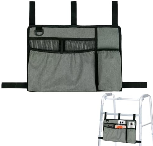 Borsa per Sedia a Rotelle, Anti-Scratch Oxford Bag Large Capacity,Laterale per Bracciolo, Tasche Borsa Organizer Walker per Qualsiasi Sedia a Rotelle, Scooter per la Mobilità, Deambulatore - Grigio