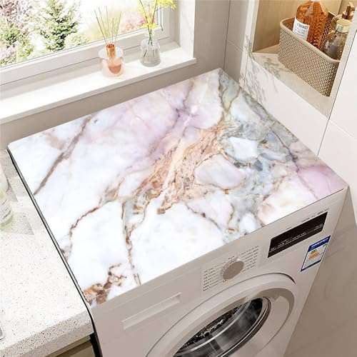 Highdi Texture de Marbre Housse de Protection pour Machine à Laver Top, Coussin de Machine à Laver Antidérapant Housse de Machine à Laver pour Machine à Laver Ou Sèche-Linge (Marbre,60x60cm)