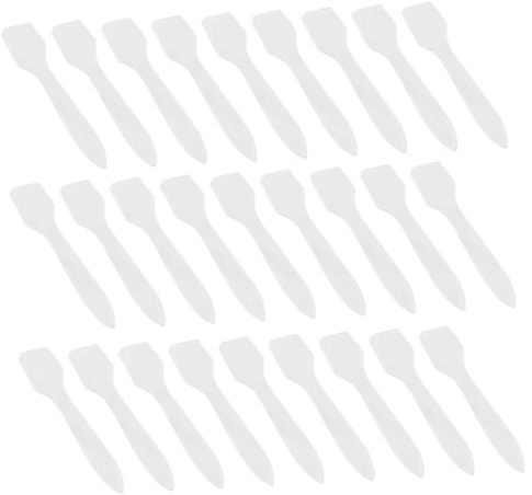 BAZEITFLOW 200 Piezas cuchara de máscara herramientas de maquillaje herramientas de máscara cucharada de cuidado Mini cuchara de crema facial Transparente