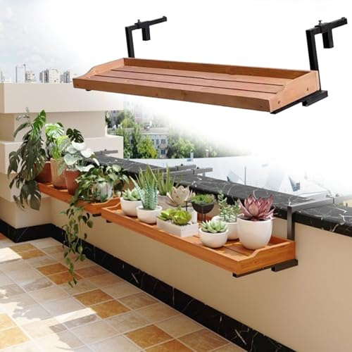 URUCHF tavolo balcone pieghevole Tavolo Robusto Con Ringhiera Per Balcone E Mensola Per Fioriera, Tavolo Da Balcone Sospeso In Legno Per Balcone, Appartamento/giardino(L 90 CM/35.5 IN)