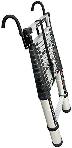 GJMSSMY Scala telescopica in Alluminio Leggero - Scala Estensibile Pieghevole con Gancio Staccabile capacità 330 libbre Portatile per Uso Esterno in casa e soppalco Facile da riporre e tra