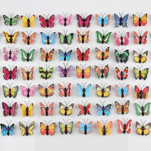 Gleemix 30 Stück Bunte Schmetterling Deko mit Sicherheitsnadeln, 3D Simulate Schmetterlinge Deko, Haarspangen Mädchen Butterfly Stecknadeln Papillon Brosche, Für Wanddeko Kinderzimmer Büro Curtains