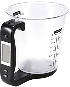 Bilancia per tazza del volume, strumento di misurazione elettronico da cucina Caraffa graduata digitale multifunzione Pesatura della temperatura della cucina Bilancia per tazza del volume con display