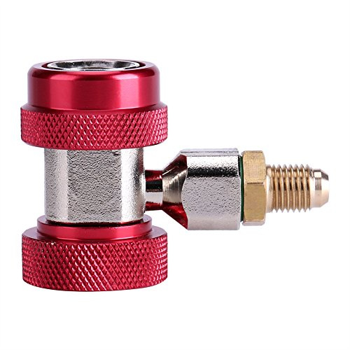 R134 A/C Bajo/Alto Conector rápido Adaptador de acoplamiento de aire acondicionado + Núcleo de válvula de extracción(ROJO)