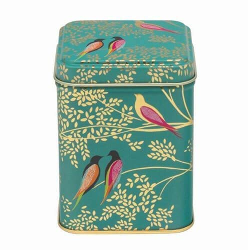 Sara Miller - Scatola quadrata in latta, motivo: Uccelli, colore: Verde.