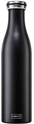 Lurch 240928 Isolierflasche / Thermoflasche für heiße und kalte Getränke aus doppelwandigem Edelstahl, 0,75l, Mattschwarz