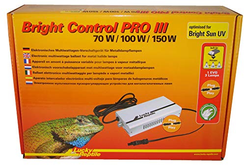 Lucky Reptile Bright Control PRO III - Multiwatt-Vorschaltgerät für Metalldampflampen - Elektronisches Vorschaltgerät für Bright Sun Lampen - Zubehör Terrarium Beleuchtung - 70 / 100 / 150 Watt , Weiß