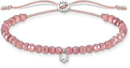 Thomas Sabo Rosa Perlenarmband mit weißem Stein 925 Sterlingsilber