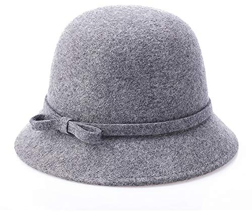 DongBao Eleganter, klassischer Damenhut, Cloche, weiche,Winterhut,Wollfilzhut Damen,Melonen Hut