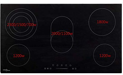 Tidyard Ceramic Hob with 5 Burners, Built-in Electric Cooktop Stove Induction Hobs Touch Control 77 cm 8500 W