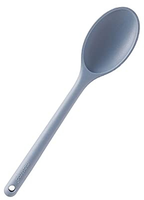 MASTRAD - Cuillère Creuse De Cuisine - Préparation, Cuisson, Mélanger - Unibloc - Silicone - Ne Raye Pas Les Casseroles - Gris