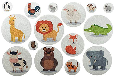 signodoo® Antirutsch-Motivaufkleber | Badewannen & Duschtassen Sticker für Kinder | ABS Bodenaufkleber | Selbstklebend | Antirutschbelag | Waldtiere