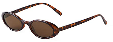 VIA LEECA Retro 90s Oval Sunglasses Women Trendy Small Fashion Tinted Narrow Sun Glasses UV400 Protection for Driving Party Gift Brown Tortoise Aesthetic Accessories