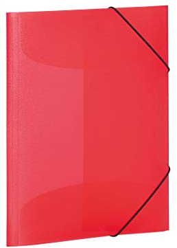 HERMA 19504 Portfolio Folders A4 Translucent Red, Pack of 3, Children's Plastic Corner Folder with Inner Flaps and Elastic Band, Sturdy Plastic Folders Set for Boys and Girls