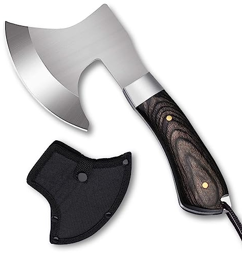Omesio Mini Axt Survival Kleines Outdoor Beil, Handbeil Full-Tang 19,3 cm, Survival Camping Axt Holz Griff, Robust (C043)