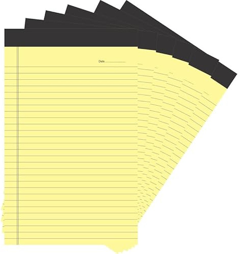 Clickedin - 6 Stück A5-Notizblock, perfektes Schreiben, Premium-Papier, liniert, grober Notizblock (50 Seiten Block, gelb)