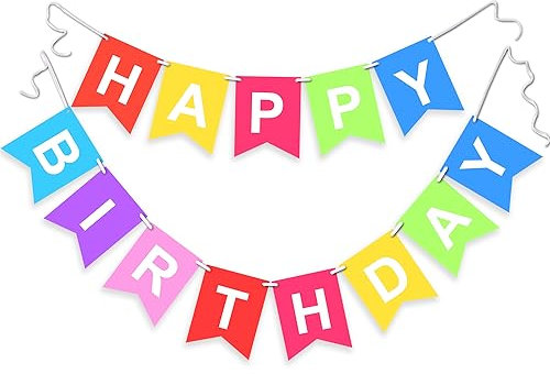 TOYVENTURES Multi Colour Birthday Decoration - Happy Birthday Bunting Banner Garland for Party Decorations (With String Inside)