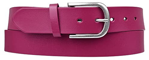 Zakatte • Damen schlichter Gürtel aus Leder bis 135 cm Hüftgürtel Taillengürtel Ledergürtel F26 (Pink, 105 cm)
