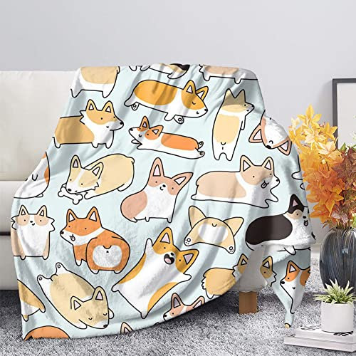 Boceoey Decke 200x200 Corgi Kuscheldecke Flauschig - Weich Warme Fleecedecke für Bett Couch - Wohndecke als Couchdecke Bettüberwurf Tagesdecke Campingdecke