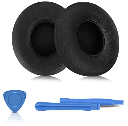 ELZO Cuffie di Ricambio, Cuscinetti Auricolari Compatibili con Cuffie Beats Solo 2 e Beats Solo 3, Pelle Premium Più Morbida, Memory Foam Isolante Dal Rumore, Nero