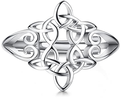 Krfy 925 Silber Verstellbarer Ringe für Damen Hochzeit Verlobung Liebe Knoten Keltisch Offener Finger Breite Ring keltische Kreuz Daumen Ringe für Frauen Männer Schmuck