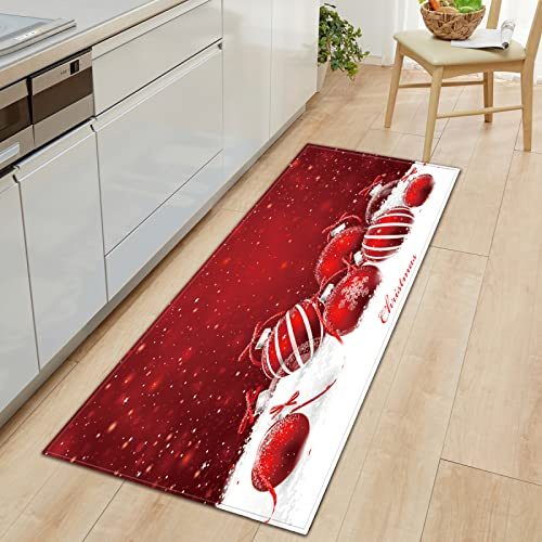 GOKSEL Küchenteppich Weihnachten & Schnee Küchenläufer rutschfest Küchenmatte für Küche und Bar Teppich Läufer waschbare Küchenläufer Küche Deko 50 x 80cm