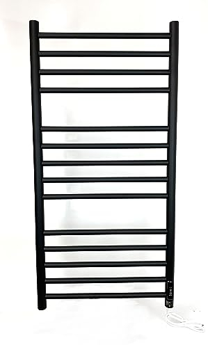 Manissa Matt Black 500 W x 1000mm H Dry Electric Heated Stainless Steel Towel Rail Energy Efficient