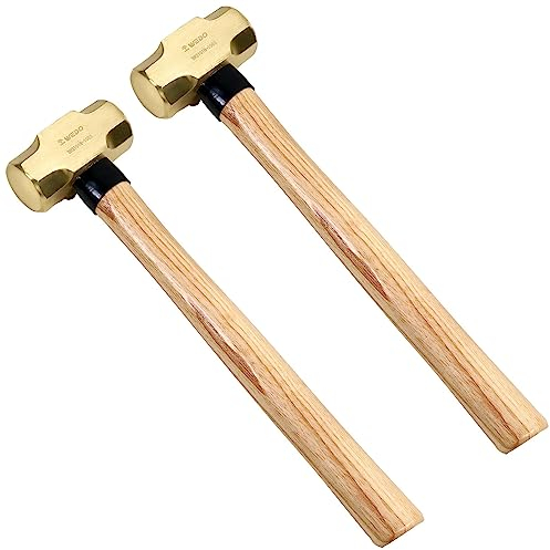 WEDO 3-Piece Hammer Set, Brass Sledgehammer, 910 g + 1400 g + 1800 g, Mortising Hammer with Wooden Handle, Demolition Hammer for Use in Precision Demolition Work