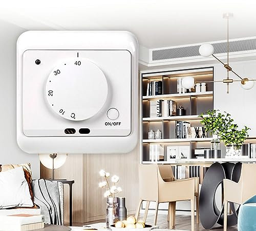 DAZZLEEX Termostato meccanico ad alta potenza per ambienti – regolatore termostato regolabile per interni con interruttore on/off