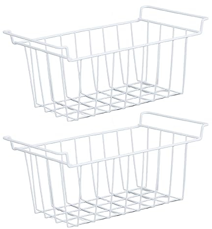 Panier de Rangement en Fil Métallique pour Congélateur, 2 Paniers de Rangement en Fil Métallique Organisateur de Paniers de Congélateur avec Revêtement PE, pour (L 45 cm X L