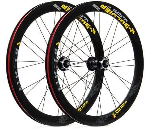 LSRRYD 451 Fahrrad Laufrad Satz Scheibenbremse V Bremse BMX Klapprad Vorderrad Hinterrad Schnellspanner Nabe Gedichtetem Lager Für 8 9 10 11 Gang Kassette (Color : Black-Yellow, Size : 451)