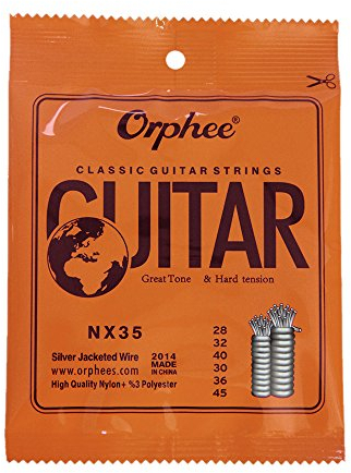 YIWENG NX35 Nylon Konzertgitarren Saiten 6pcs Full Set Replacement (0,028-0,045) Nylonkern Silber ummantelte Draht Hard Tension,Saiten Gitarre