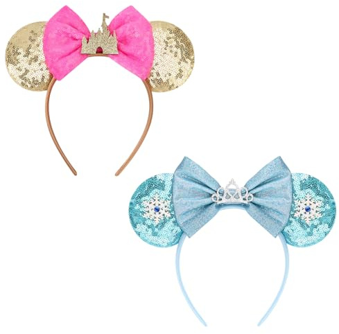 DRESHOW 2 Paket Med Musöron Och Båghuvudband Glitter Partydekoration Cosplay Costume för Kvinnor