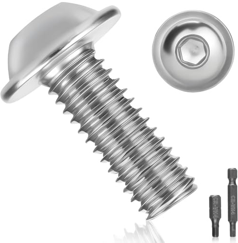 25 Pezzi Viti M6x20mm Viti Inox A2 V2A M6 con Flangia Vite a Testa Bombata con Esagono Filettatura Completa Metrica per Edilizia Arredamento Produzione Meccanica