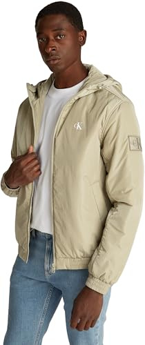 Calvin Klein Herren Jacke Padded Hooded Harrington Übergangsjacke, Beige (Nordic Dust), XL