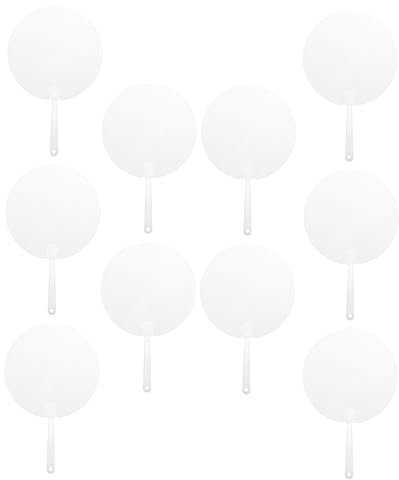 ABOOFAN 10stücke Hand-fächer Transparente Runde Fans Für Diy Malerei Einfach Zu Reinigen Und Austauschen Für Indoor Und Outdoor Aktivitäten