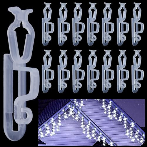 Vikdio 25 Pcs Gutter Hooks for Christmas Lights, Gutter Clips for Fixing Outdoor String Lights, Work with C9 C7 C6 on Shingles, Roof Ridge Line on Halloween Xmas Decoration