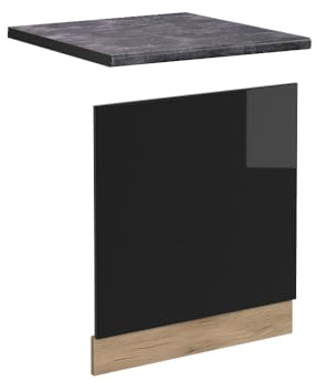 Vicco façade R-Line, Noir Haute Brillance/Chêne de Force doré, 60 cm, PT Anthracite