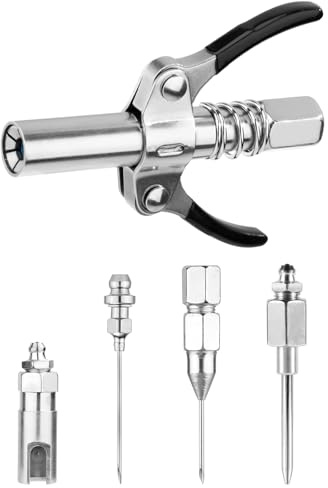 NQEUEPN Kit de Buse d'Aiguille de Graisse, 5pcs Coupleur à Double Poignée Distributeur d'Aiguilles de Graisse en Acier Trempé Outil de Montage d'Injecteur de Graisse pour Injection