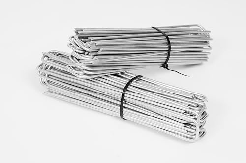 (100 Piezas) Grapas de Jardín en Forma de U - Galvanizado Piquetas de Acero - 250 mm de Largo, 35 mm de Ancho, Ø 4 mm - Grapas para Tela Antihierbas y Cesped Artificial