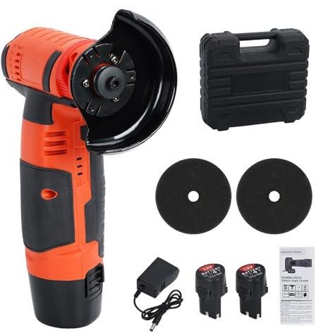 Wilitto Amoladora angular inalámbrica, amoladora eléctrica de batería, mini amoladora, herramienta de corte, amoladora de mano eléctrica, herramienta eléctrica de molienda angular con 2 baterías de