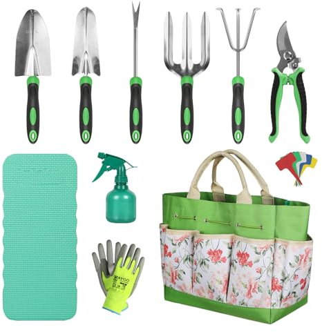 Orientools Gardening Gifts for Women & Men, Garden Tools Set Kit with Bag, 10 Piece Gardening Hand Tools, Allotment Gifts for Gardeners