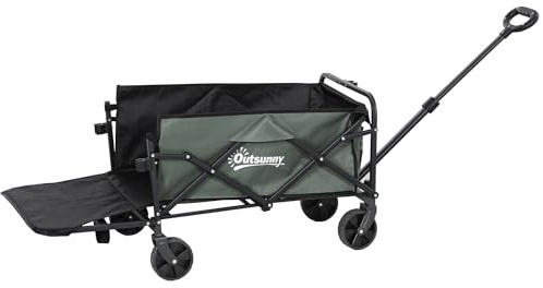 Outsunny Gartenwagen klappbar 95 Liter, 120 kg belastbar, mit Plane, Grün