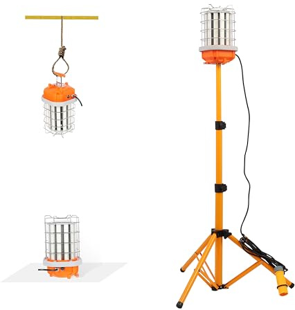Choen 150W 360° 110V Led Construction Jobsite Work Light on Tripod Stand 21000lm,240V Compatible,Impact Resistant,Waterproof,Large Lighting Area and Multiple Usage Ways