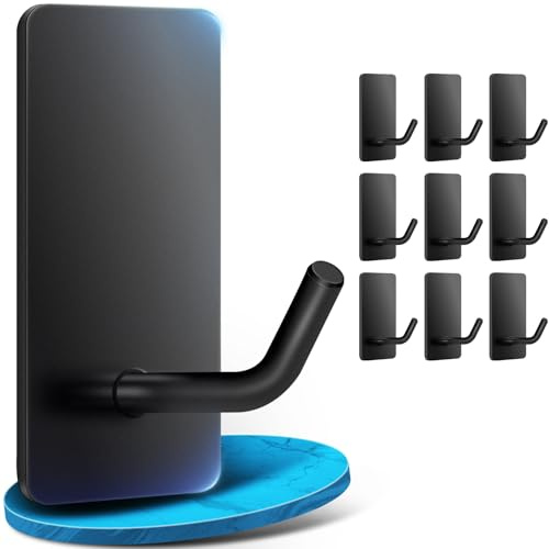 Vehepeay 10 Ganchos Adhesivos de Acero Inoxidable, Soportan Hasta 10KG, Para Paredes Lisas y Limpias, Ideales para Baño, Aseo y Cocina